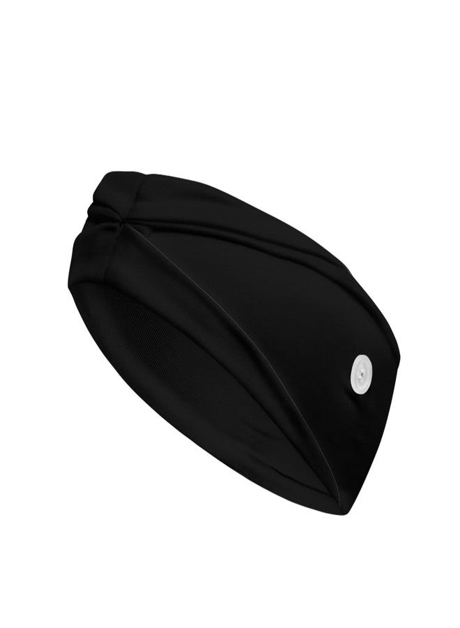 LedBack Wide Headbands for Nurse Non Slip Head Bands for Women's Hair Men Turban Surgical Caps Medical Assistant Black Headband with Buttons for Mask - Image 2